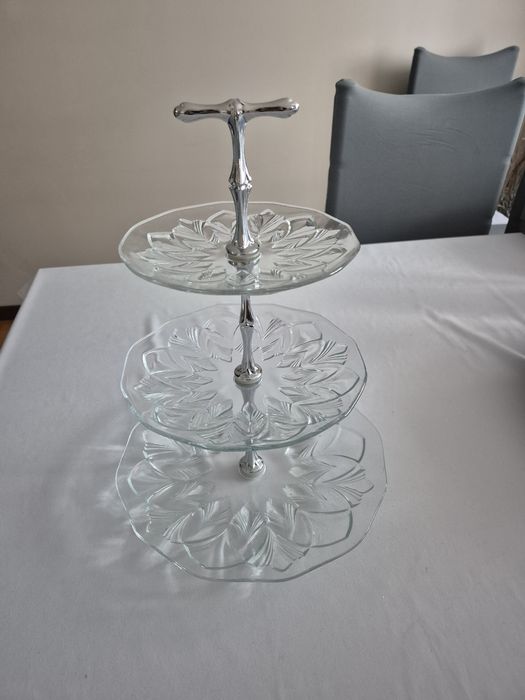 Szklana patera 3 poziomowa etażerka