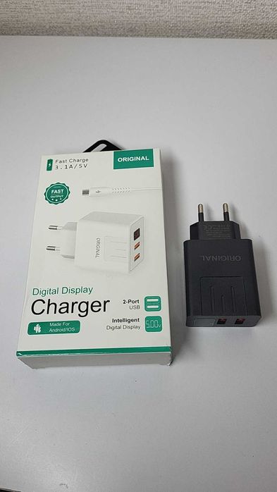 Зарядное устройство адаптер 2 USB LED дисплеем Быстрая зарядка