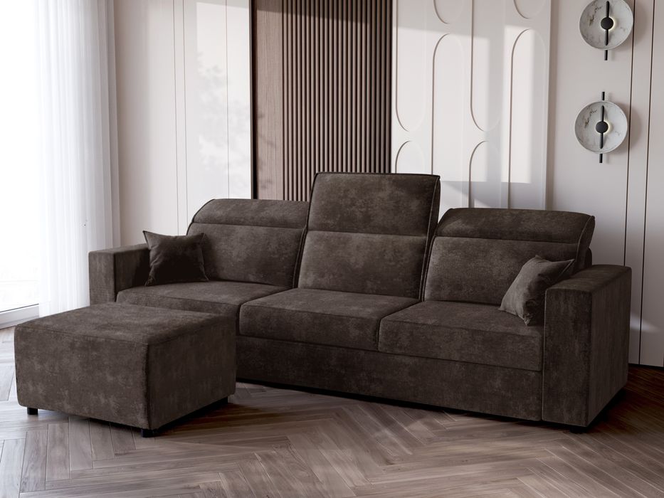 Sofa rozkładana prosto od producenta regulowane zagłówki pufa 2w1