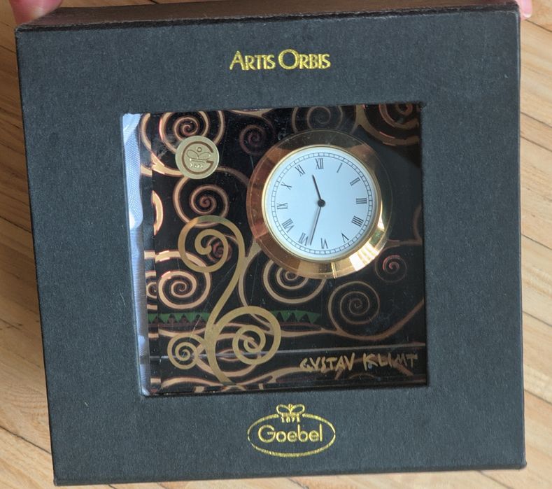 PREZENT! Zegar na biurko Artis Orbis Goebel Gustaw Klimt 9cm