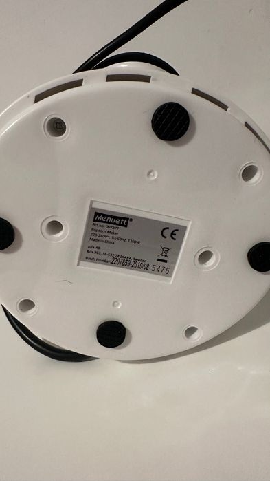 Maszynka do popcornu Menuett 1200 W hot air