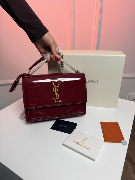 Сумка YSL Yves Saint Laurent Sunset Medium in Chain Bag in Burgundy