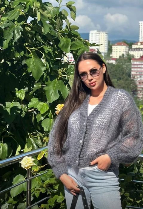 Кардиган из кидмохера - ручная работа