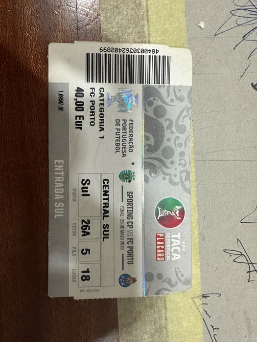 Bilhete Jogo Final Taça de Portugal 18/19 FC Porto vs Sporting CP