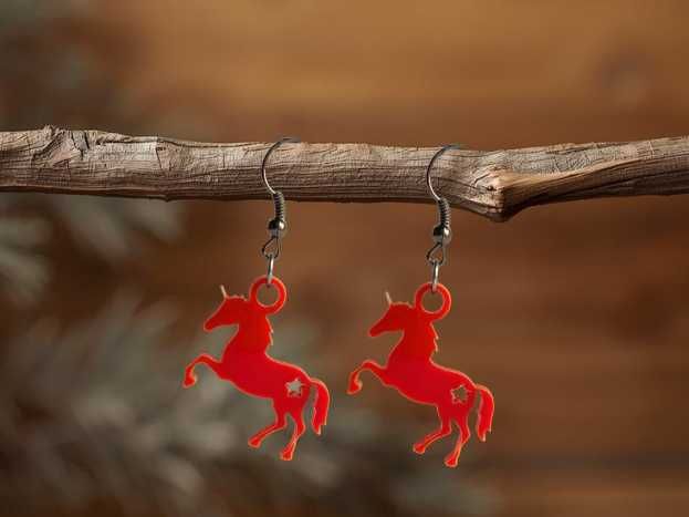 Kolczyki z akrylu - Jednorożec z gwiazdką, rękodzieło