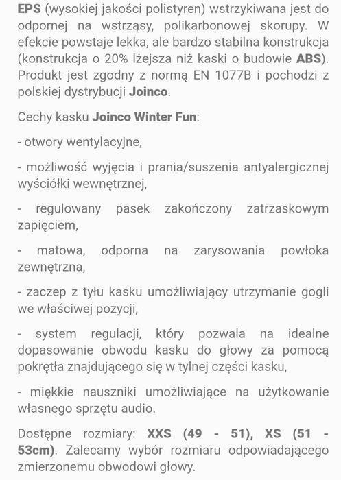 Kask narciarski snowboard Junior Joinco XXS 49/51 niebieski