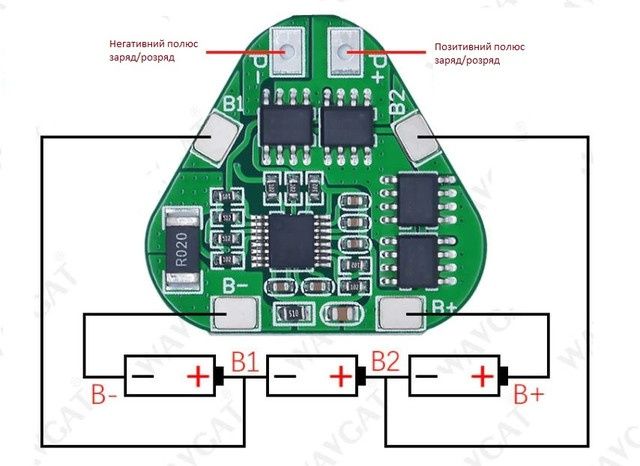 BMS контролер (плата захисту li-ion) 3S 8A 11.1V 12.6V