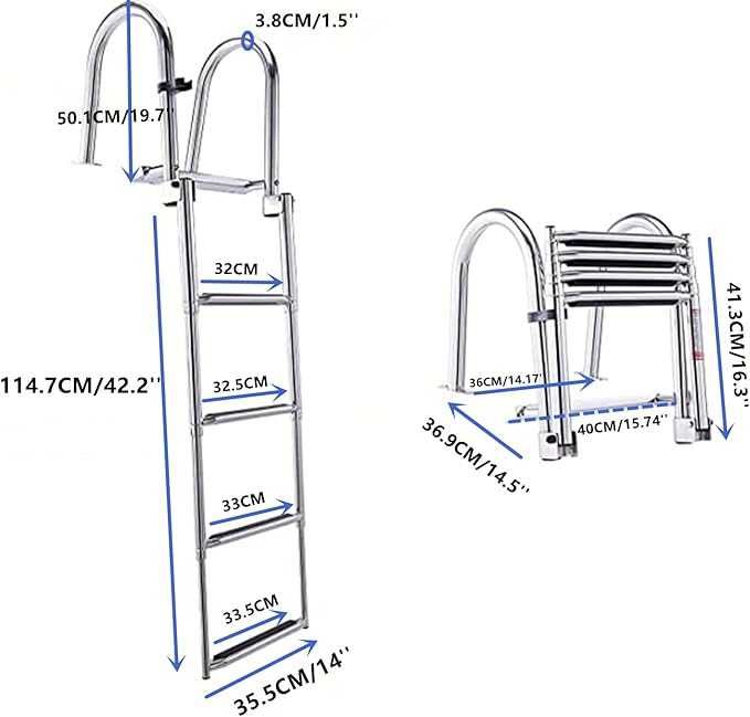 KAOLALI Składana Drabina Teleskopowa do Łodzi Basenu Pomostu 200 kg.