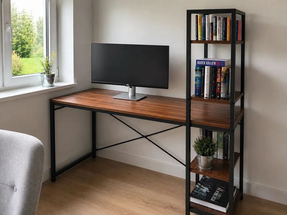 NOWE Biurko Gamingowe Metalowe Komputerowe Meble Szkolne Loft Loftowe 120x48 cm Dla Dzieci i Dorosłych Do Biura Biurowe Meble Do Domu Okazja Faktura!