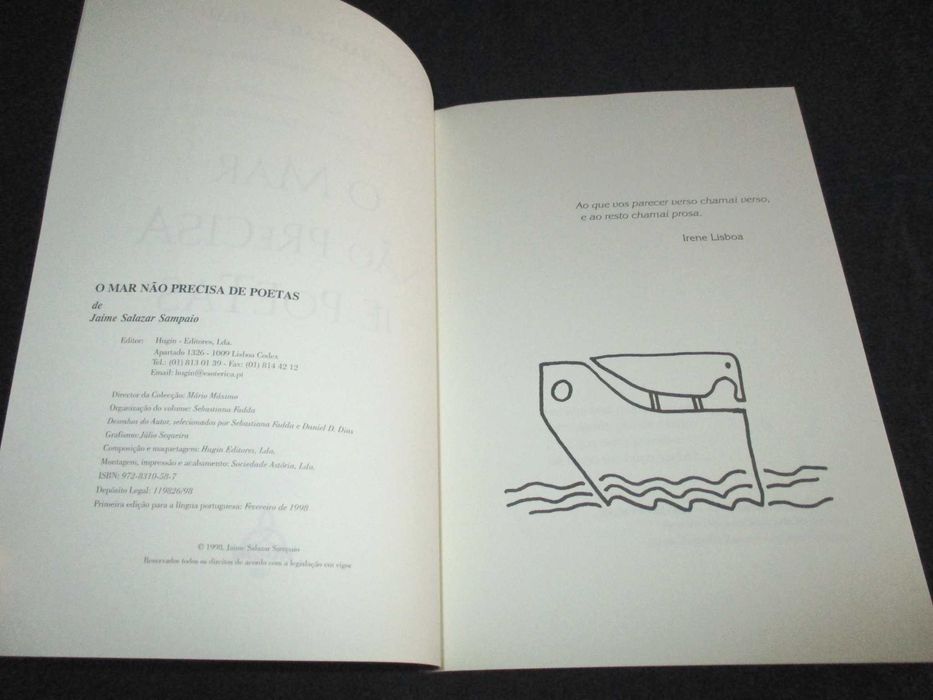 Livro O Mar Não Precisa de Poetas Jaime Salazar Sampaio