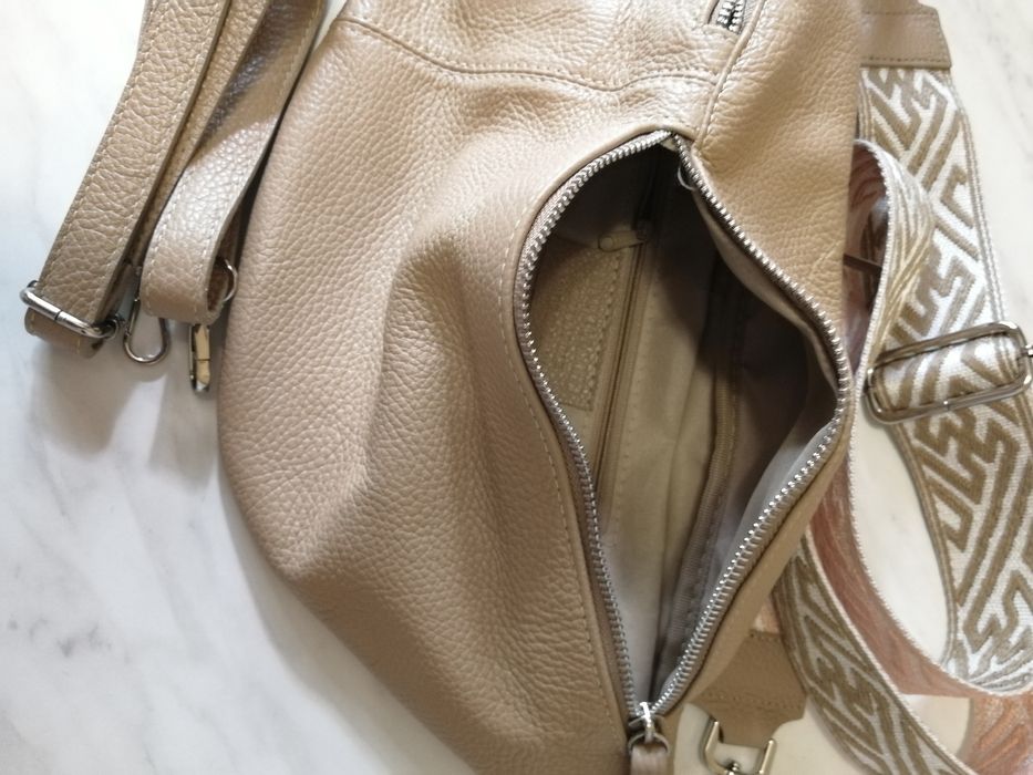 Велика бананка сумка натуральна шкіра