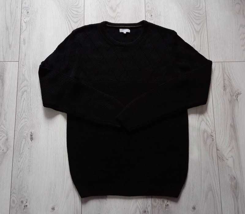 czarny męski sweter marki Maddison roz. L z domieszką wełny