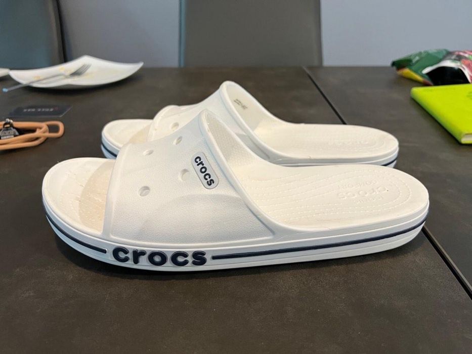 Crocs bayaband slide black grey white navy кроксы шлепанцы слайды