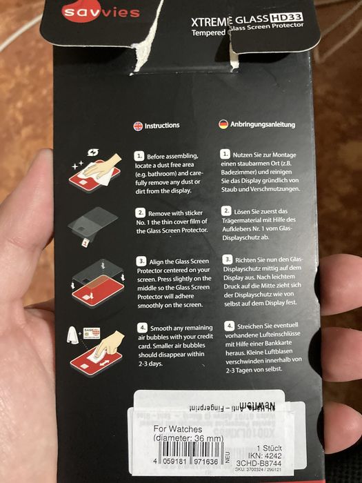 2 proteções ecrã para smartwatch 36mm diâmetro