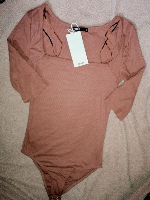 CROPP _ body bluzka Prążkowany materiał. Brudny /brązowawy róż. _ NOWE