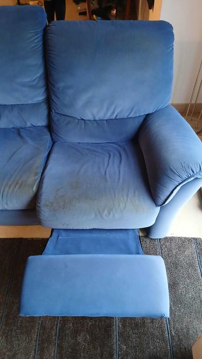 Sofá Divani & Divani azul 3 lugares com 1 Relax para recuperar