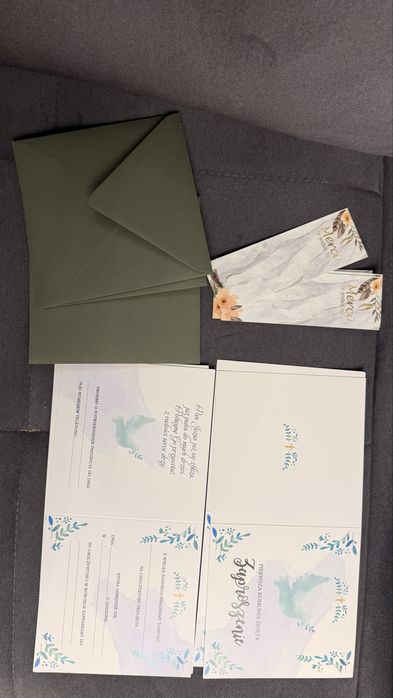 Zestaw ozdoba komunijna na tort pierwsza komunia święta zaproszenia