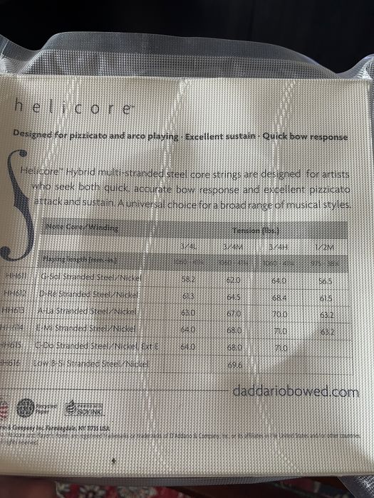 D’Addario Helicore HH610 3/4 L