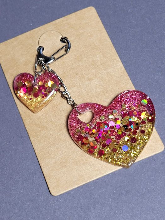 Brelok Serce różowo-złote do kluczy PREZENT NA WALENTYNKI HANDMADE