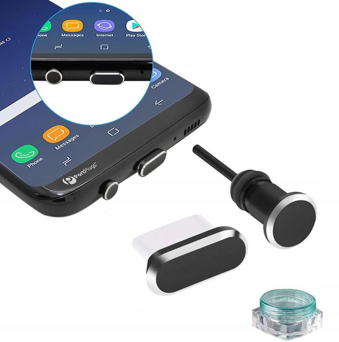 Zatyczki portów usb-c aux zaślepki 2 sztuki czarne