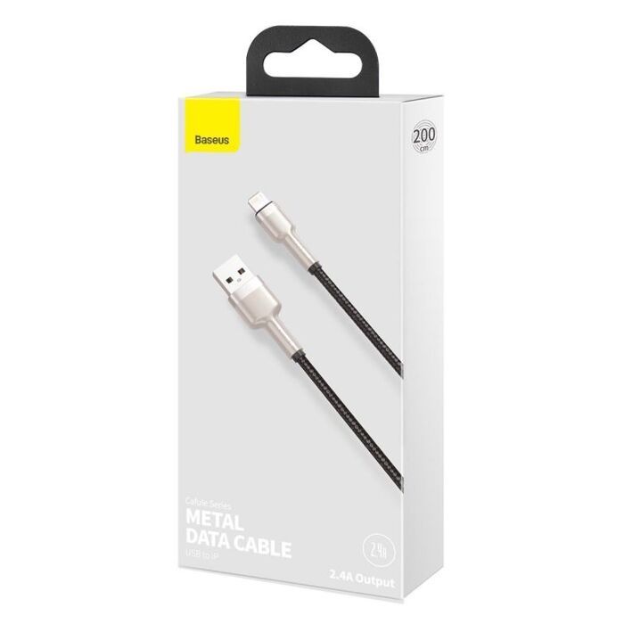 Оригінальний Кабель Baseus Cafule Metal USB → Lightning 2м | Швидка зарядка iPhone 7-14 | AirPods | iPad