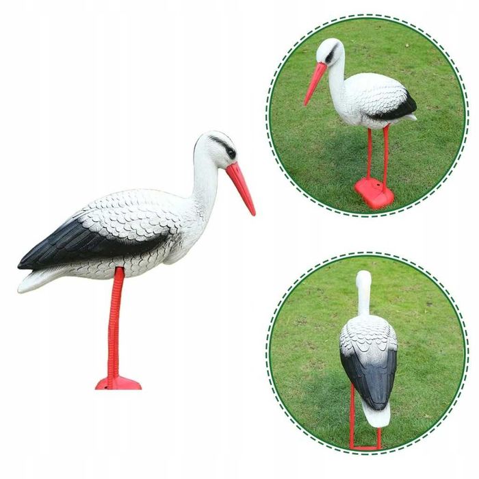 Bocian Stojący Duży Jak Żywy Figurka Ogrodowa Dekoracja Do Ogrodu 78Cm