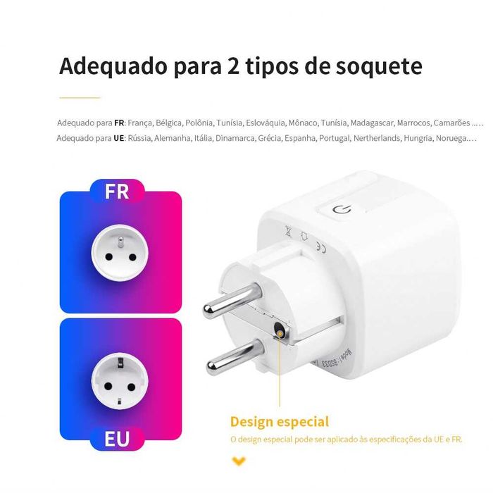 PACK 4x Tomada Wifi com medidor energia 16A Google, Alexa, Tuya