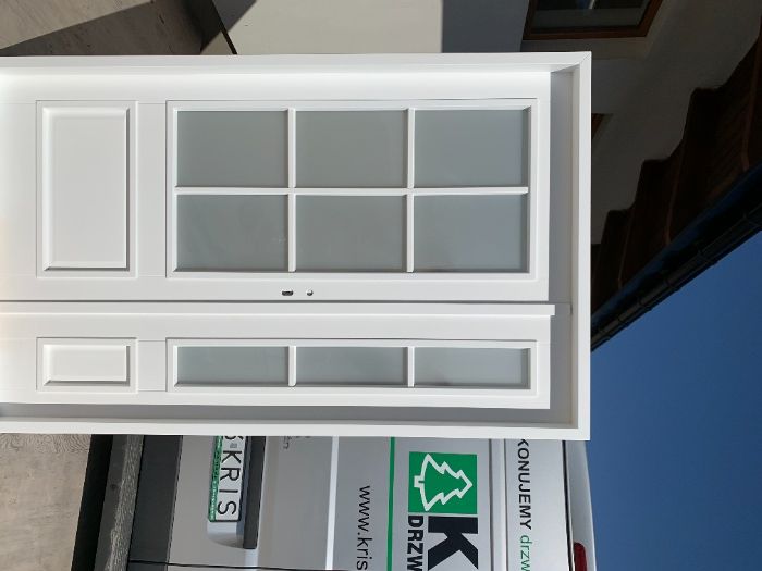 Drzwi drewniane wewnętrzne białe dwuskrzydłowe KRIS francuskie RAL9016