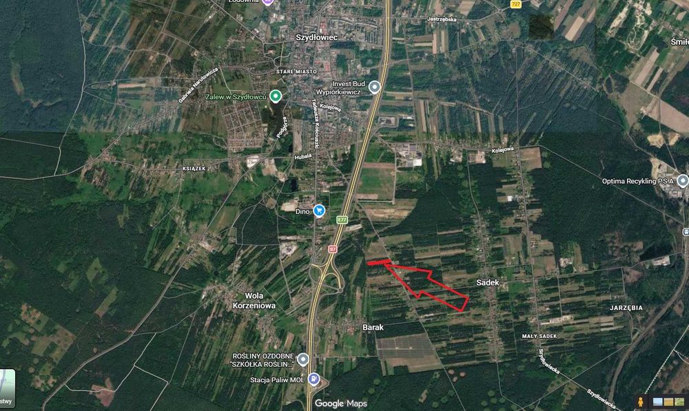 Działka w miejscowości Sadek k.Szydłowca