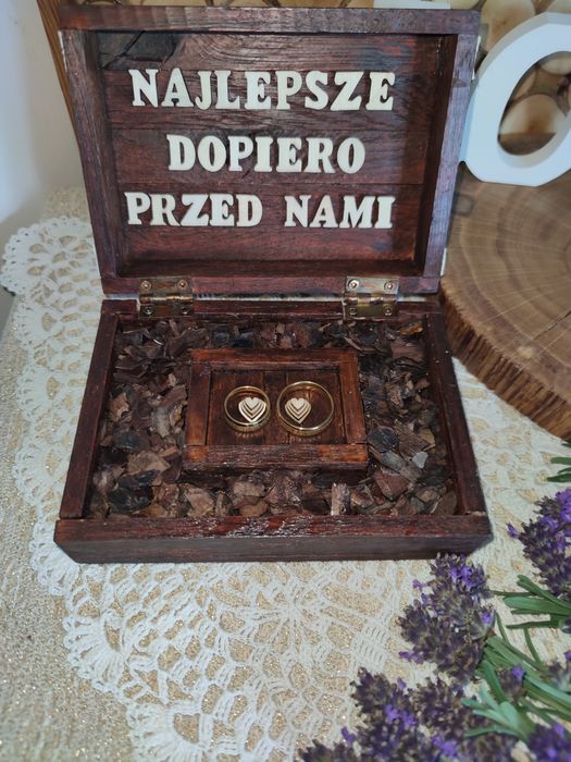 Pudelko na obraczki, debowe nowe