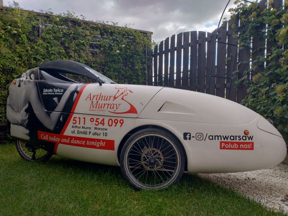 Velomobil elektryczny, rower poziomy, jedyny w Polsce