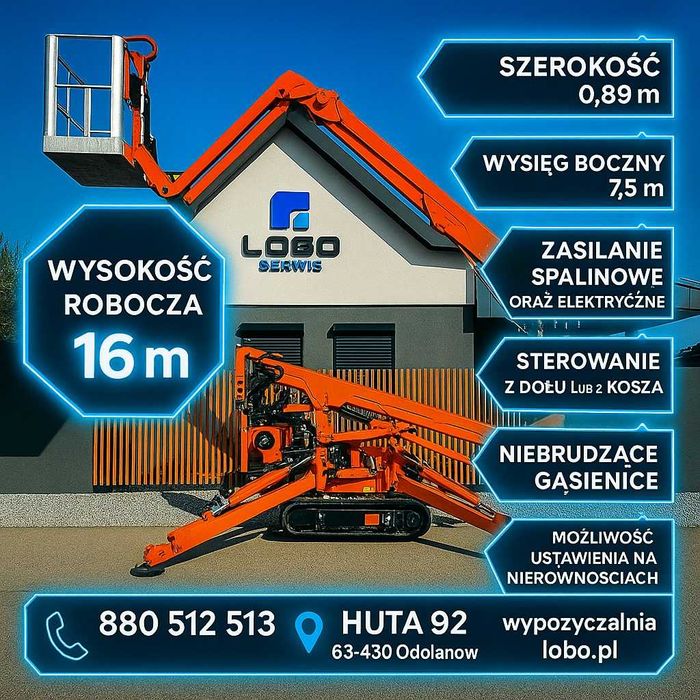 Podnośnik/Zwyżka/Wysięgnik/Podest/Pająk WYNAJEM nie rusztowanie