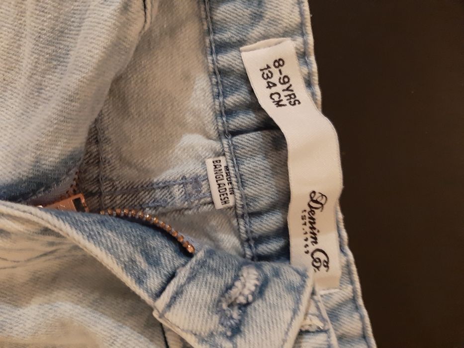 Spodenki Zara koronka 134cm jeans krótkie niebieskie haft glamour tkma