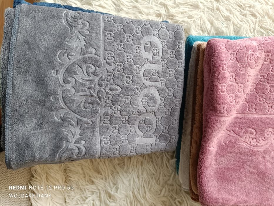 Nowe Ręczniki brąz mikrofibra komplet duży Gucci Chanel