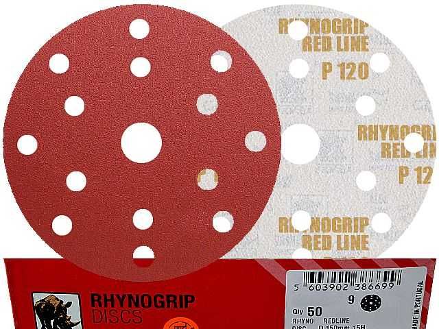 INDASA RED LINE 15H Krążek dysk ścierny na rzep 15-otworów 150 P 120