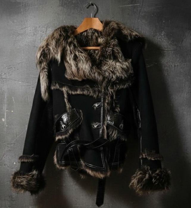 Натуральна Дублянка з тоскани,лисиці та замші ,з дизайнерськими елемен