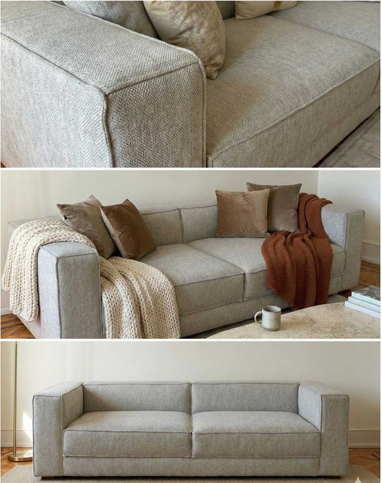 Sofá-cama Design Cinza Claro Feito à Mão