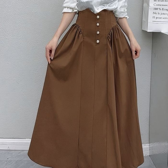 Юбка с завышенной талией на пуговицах спереди S размера