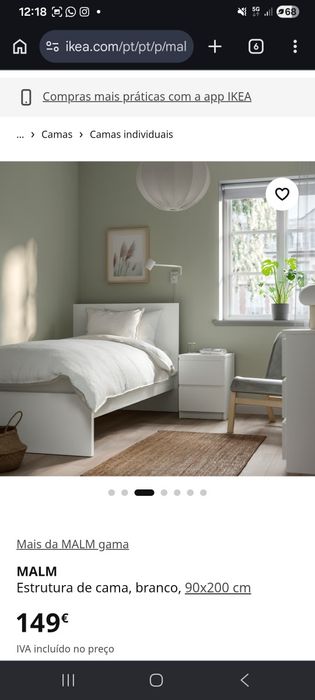 Cama IKEA Malm Solteiro + Estrado
