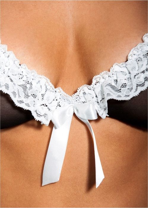 Venus komplet 3 częściowy erotyczny koronkowy czarno-biały 48/50.