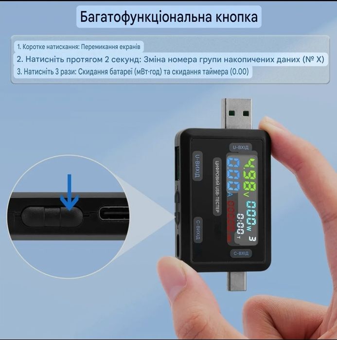 Цифровий USB tester / USB-A / Type-C