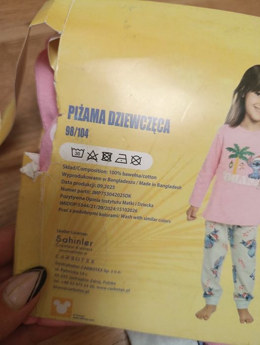 Nowa piżama dziecięca 98-104 stitch