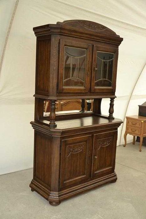 stylowy dębowy kredens witryna