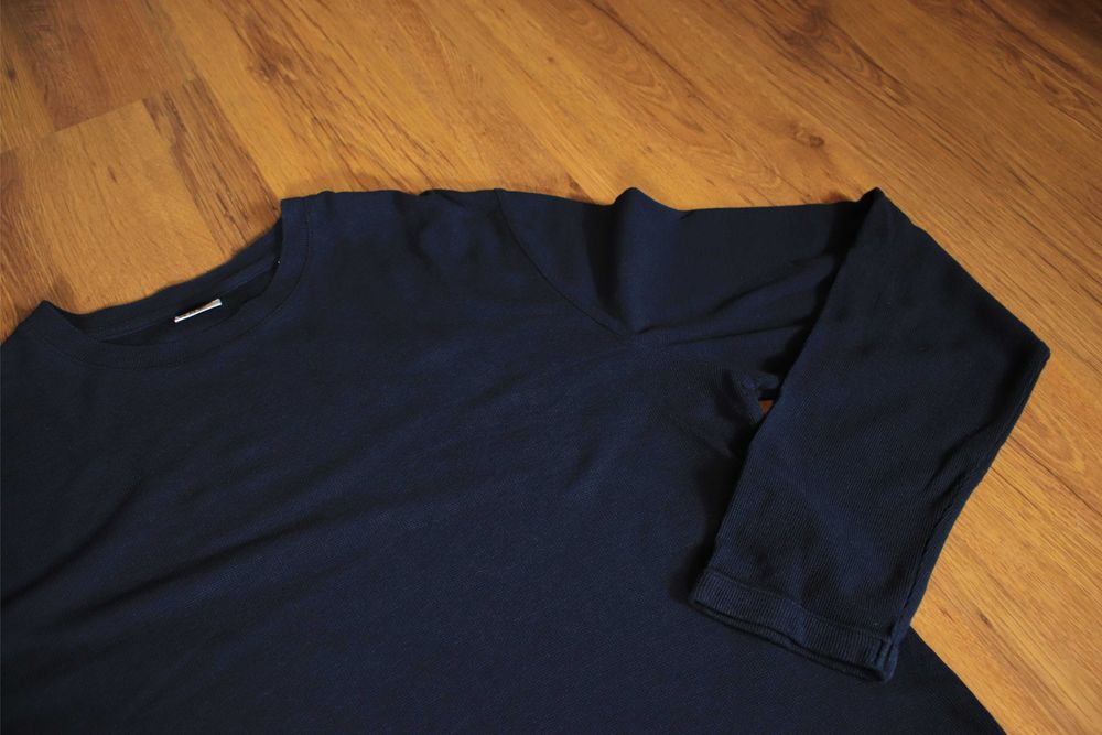 Sweter NN07 r. M okrągły dekolt granatowy męski bawełniany cienki