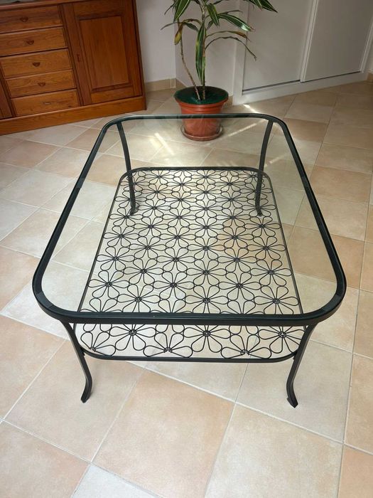Mesas coffee table, black/clear glass