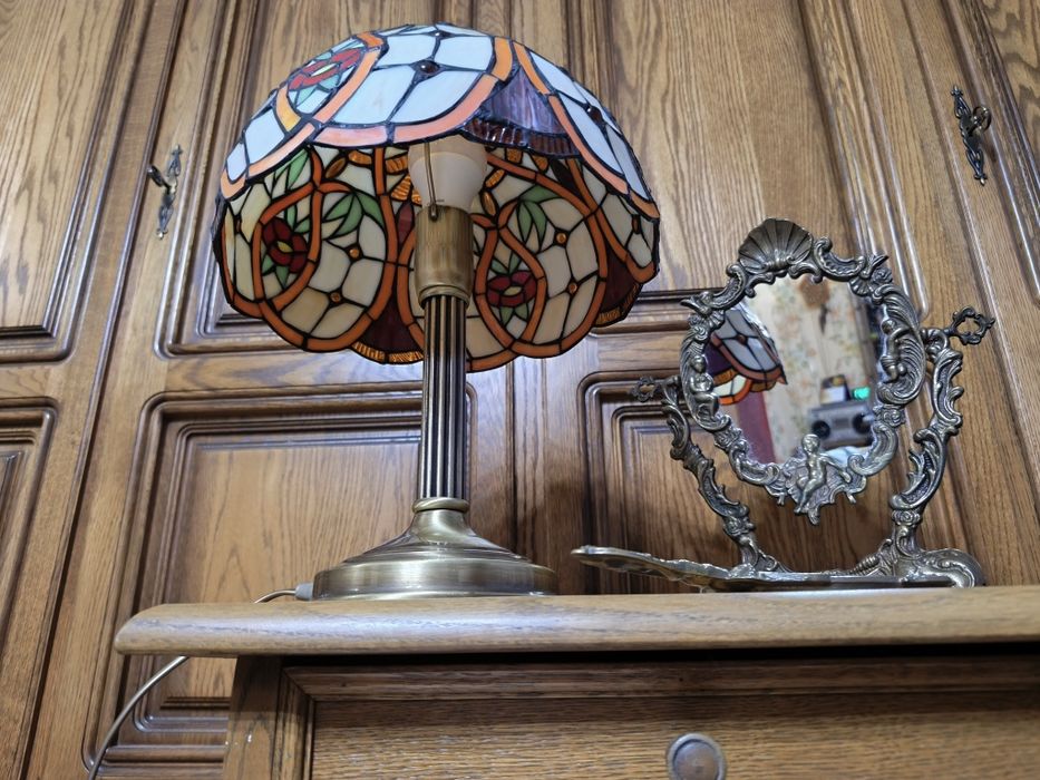 Lampy witrażowa mosiądz brąz