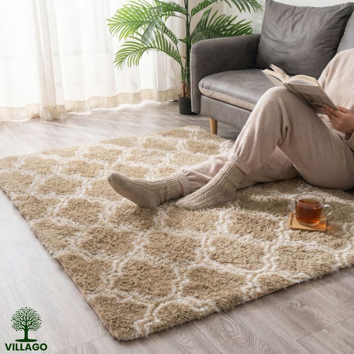 Dywan Shaggy Villago King 140x200 cm miękki gruby 35 mm Piaskowy KHAKI