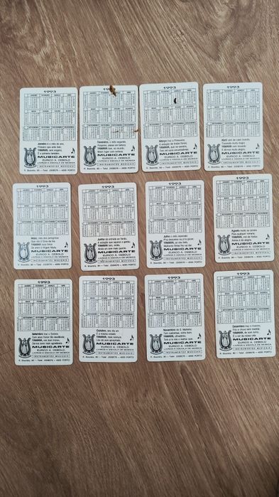 Calendários Yamaha Musicarte 1993 – coleção completa 12 meses