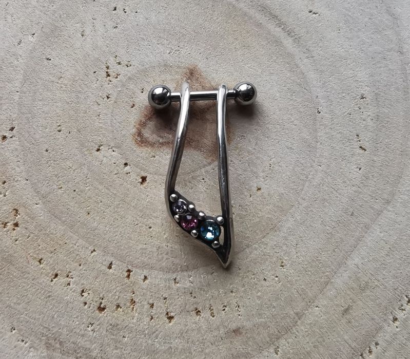 Kolczyk sztanga piercing srebro 925 cyrkonie
