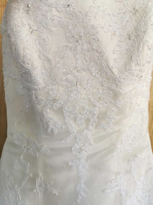 Suknia ślubna, koronka, syrenka. PRONOVIAS India White One 424